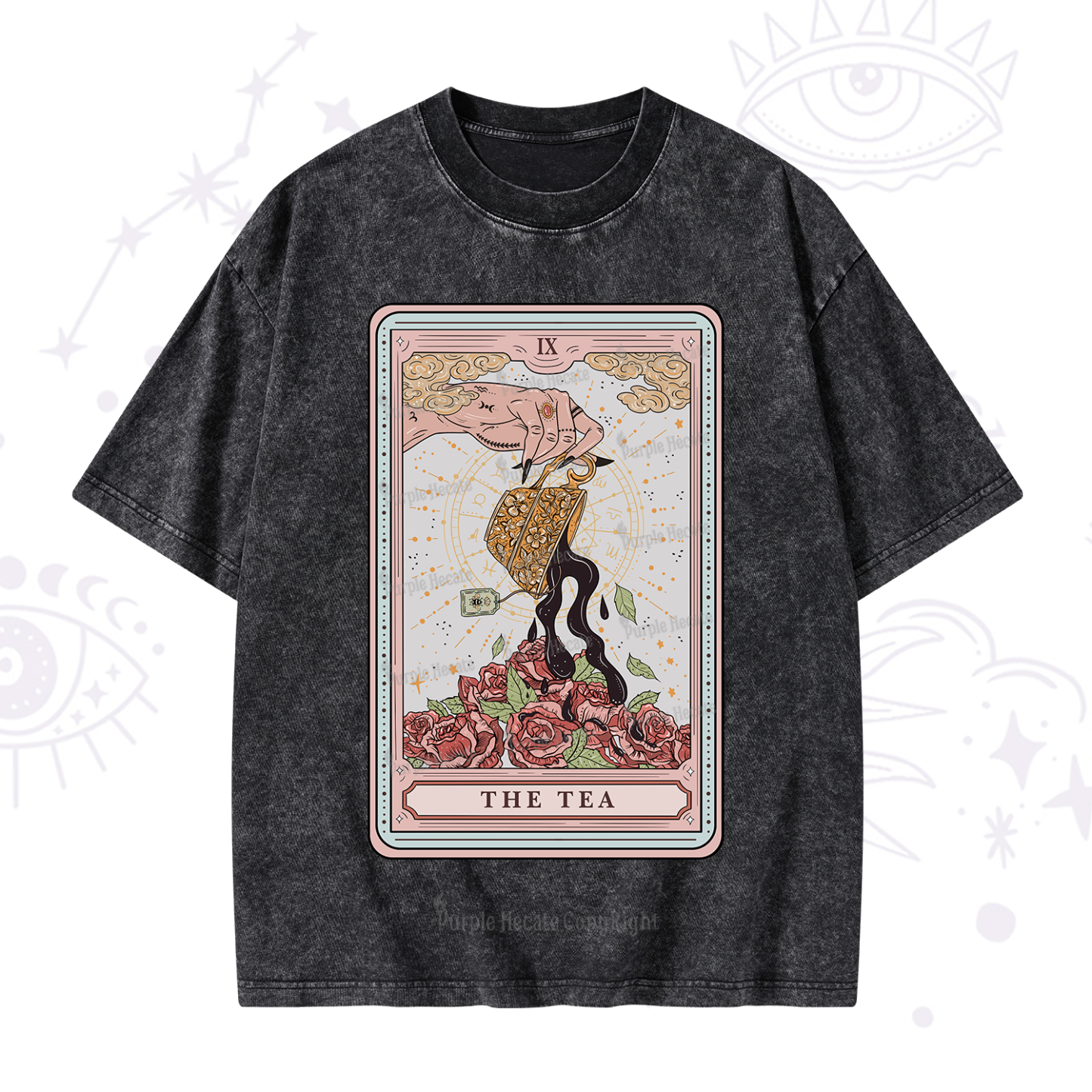 Purplehecate The Tea Tarot Washed T-Shirt