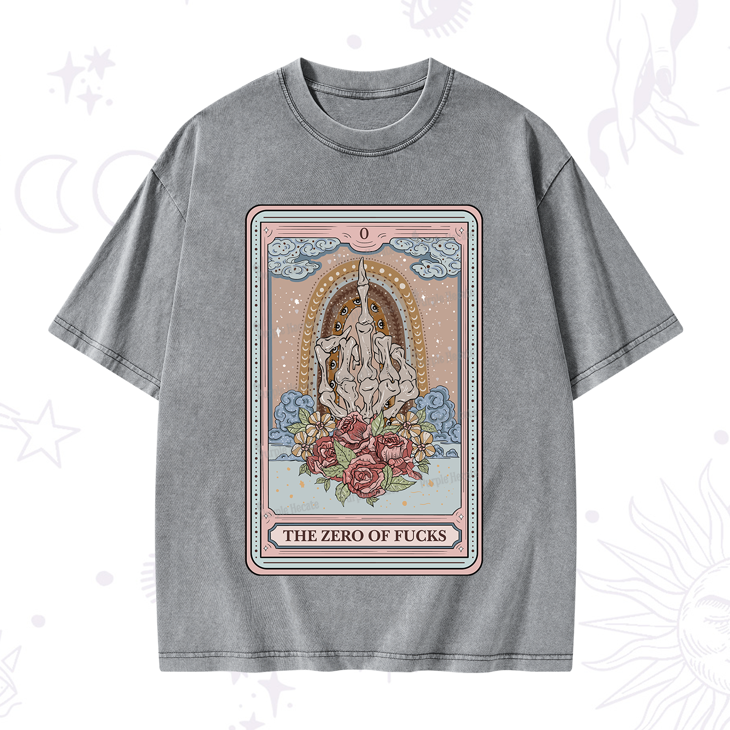 Purplehecate The Zero Of Fucks Tarot Washed T-Shirt