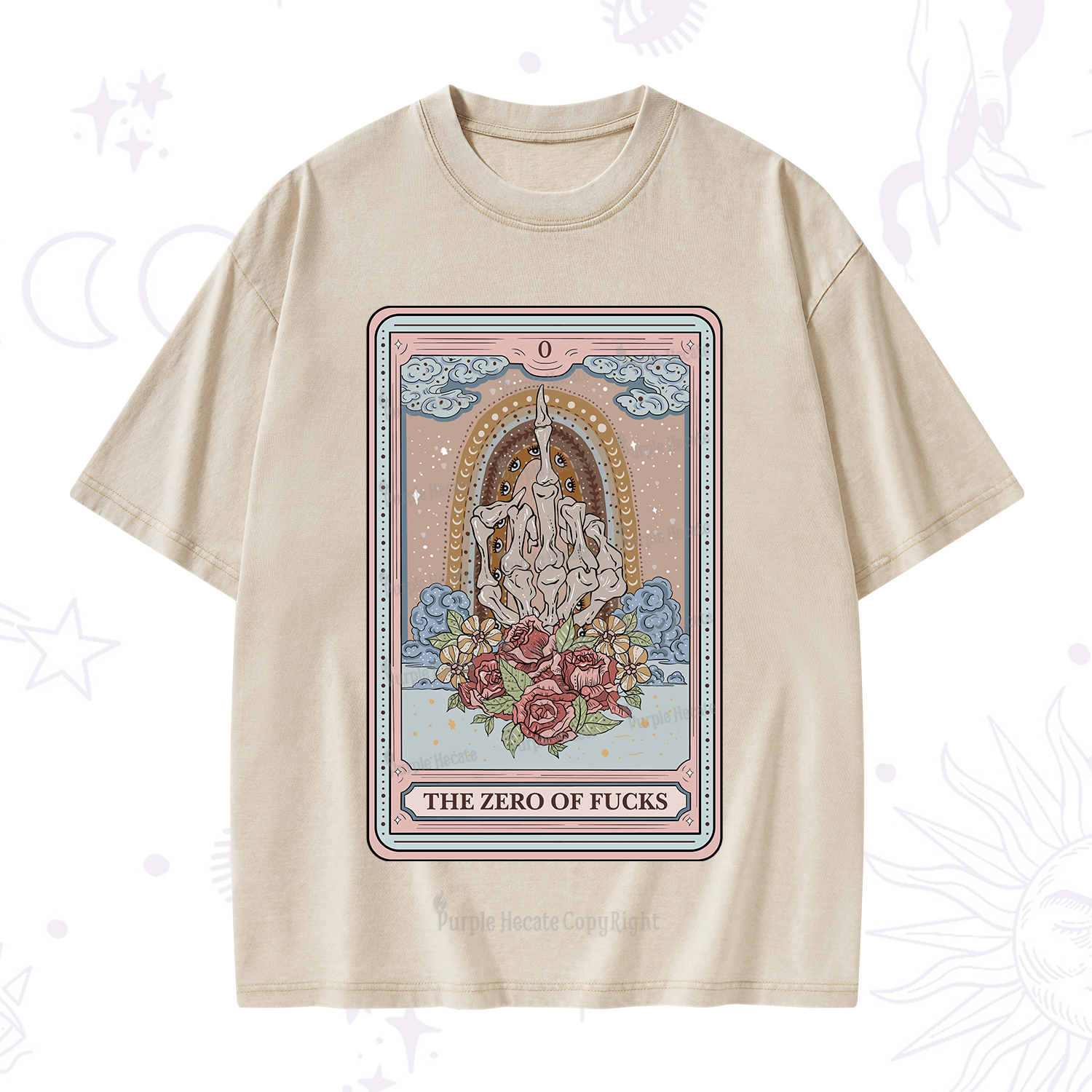 Purplehecate The Zero Of Fucks Tarot Washed T-Shirt