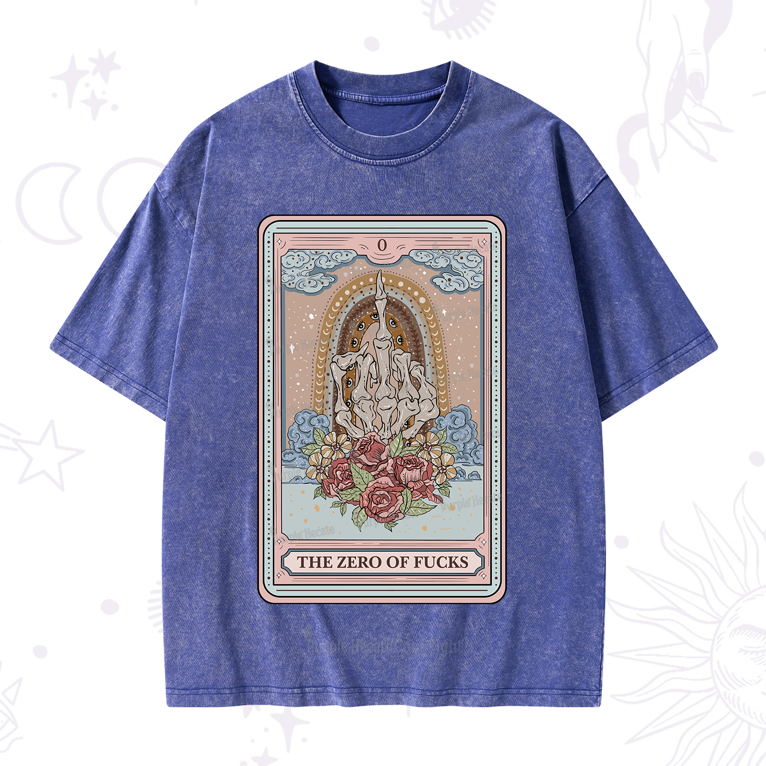 Purplehecate The Zero Of Fucks Tarot Washed T-Shirt