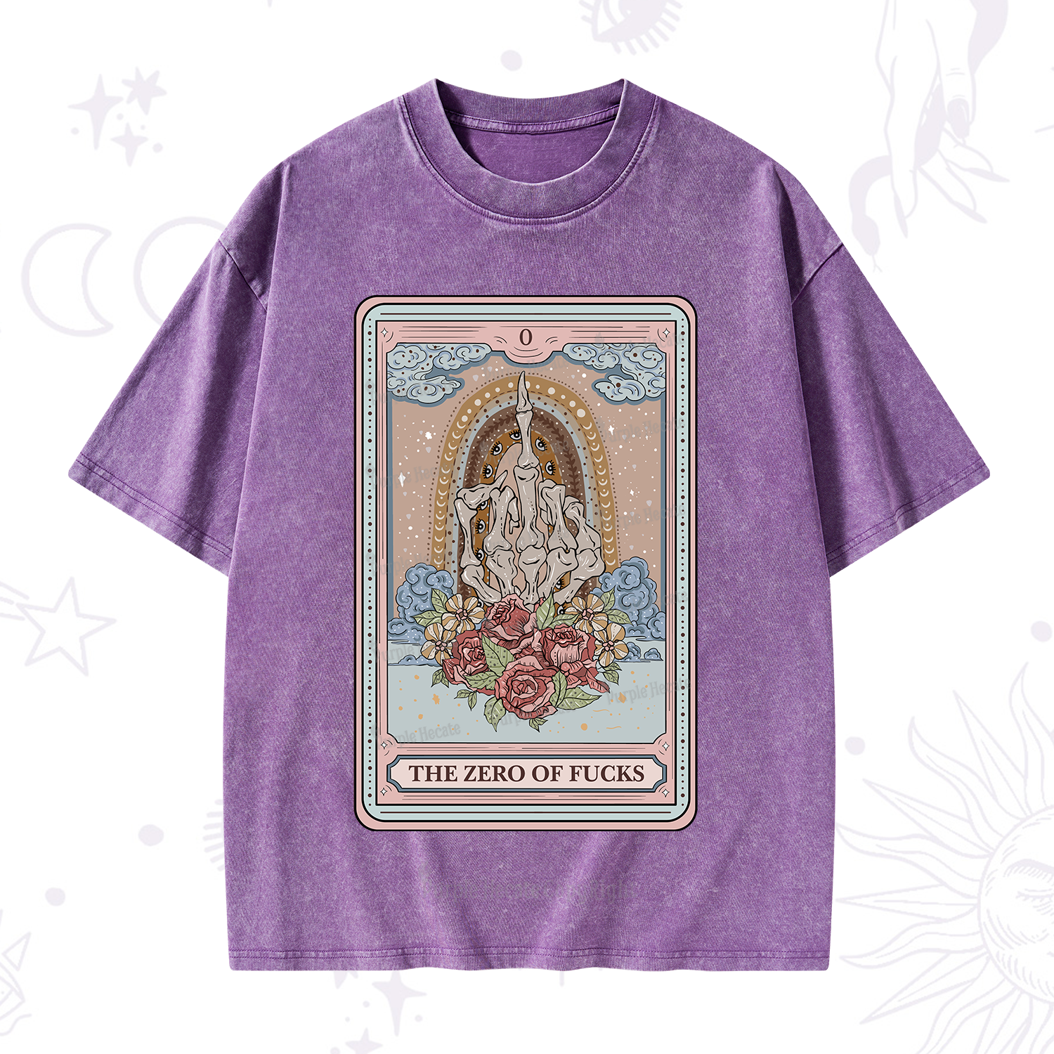 Purplehecate The Zero Of Fucks Tarot Washed T-Shirt