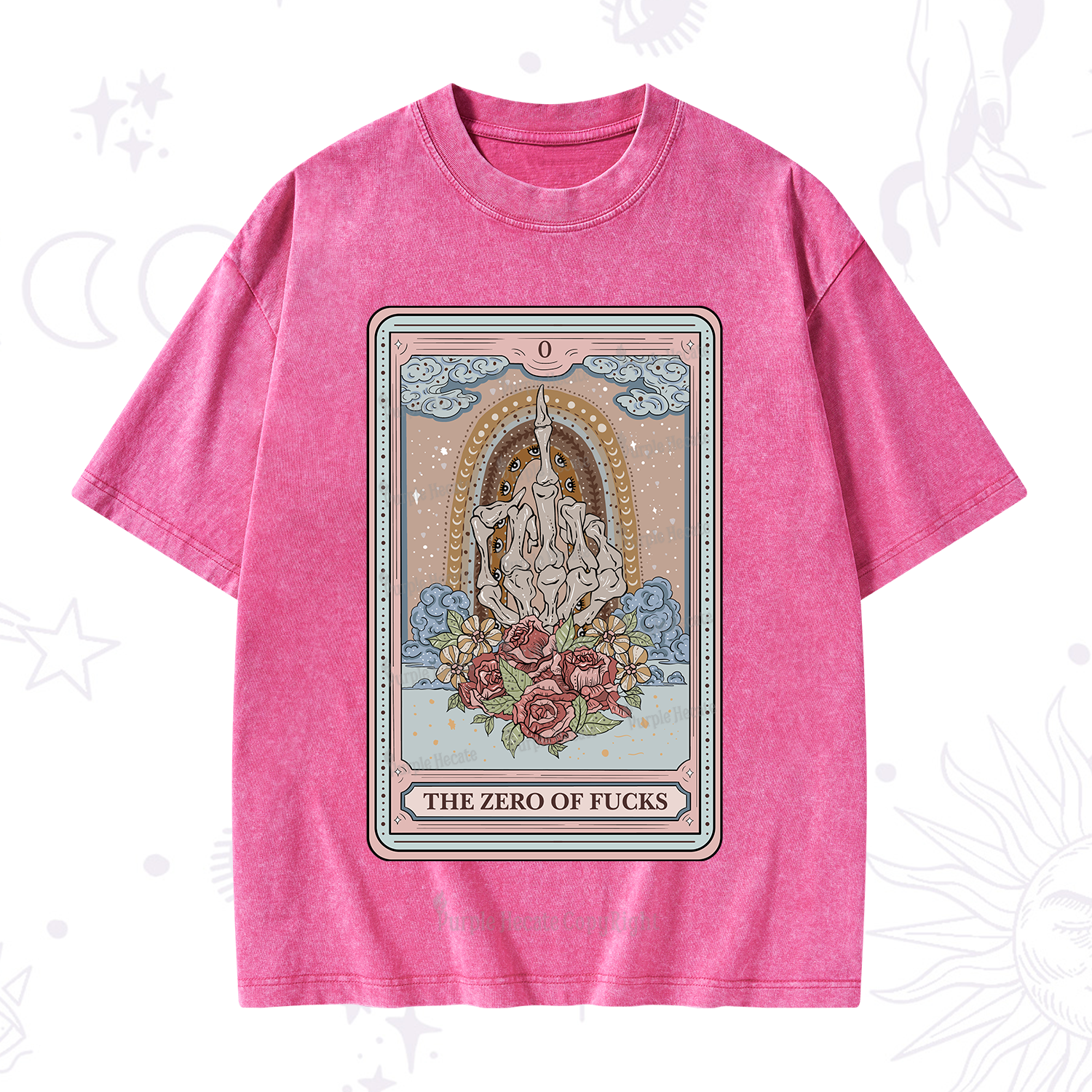 Purplehecate The Zero Of Fucks Tarot Washed T-Shirt