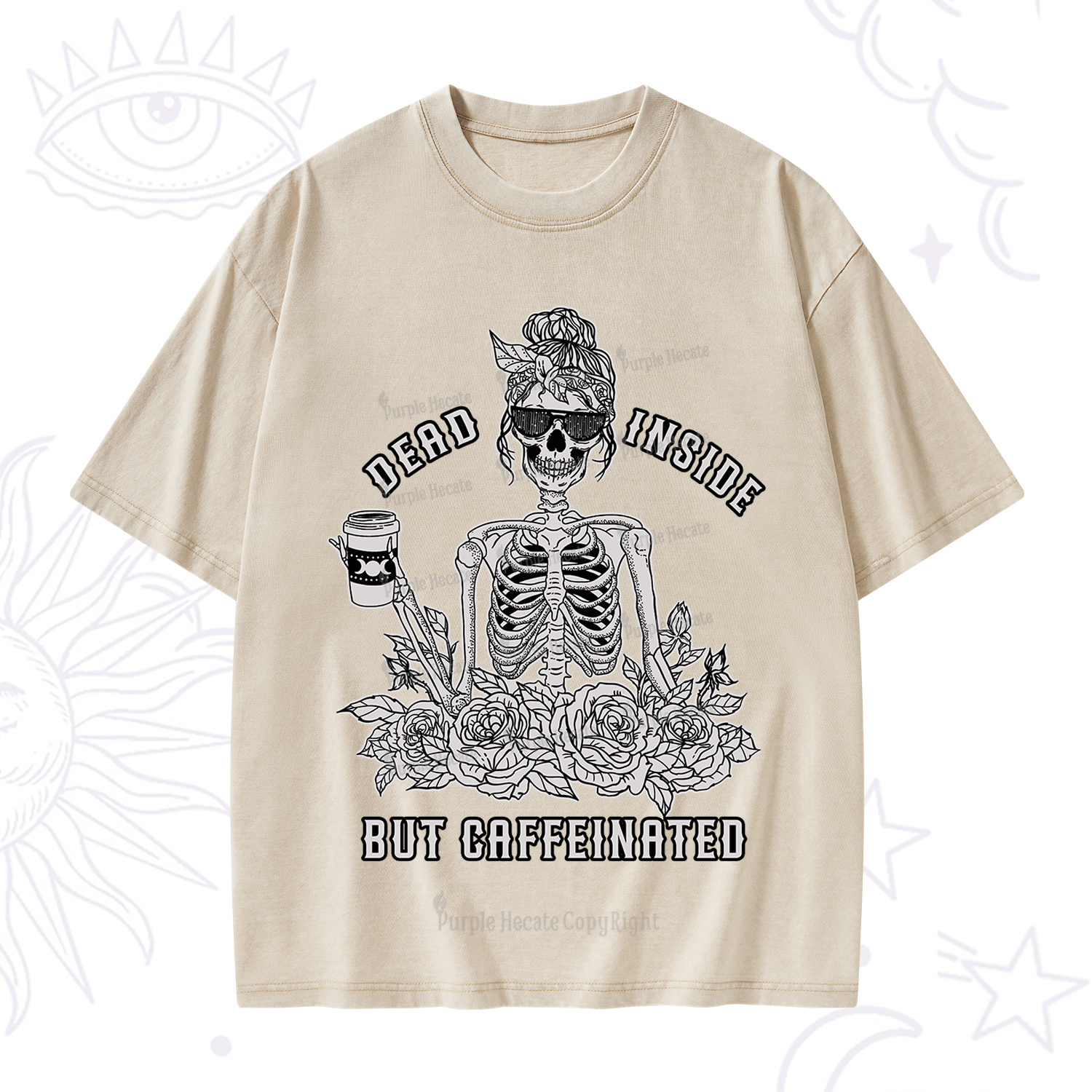 Purplehecate Dead Inside But Caffeinated Washed T-Shirt