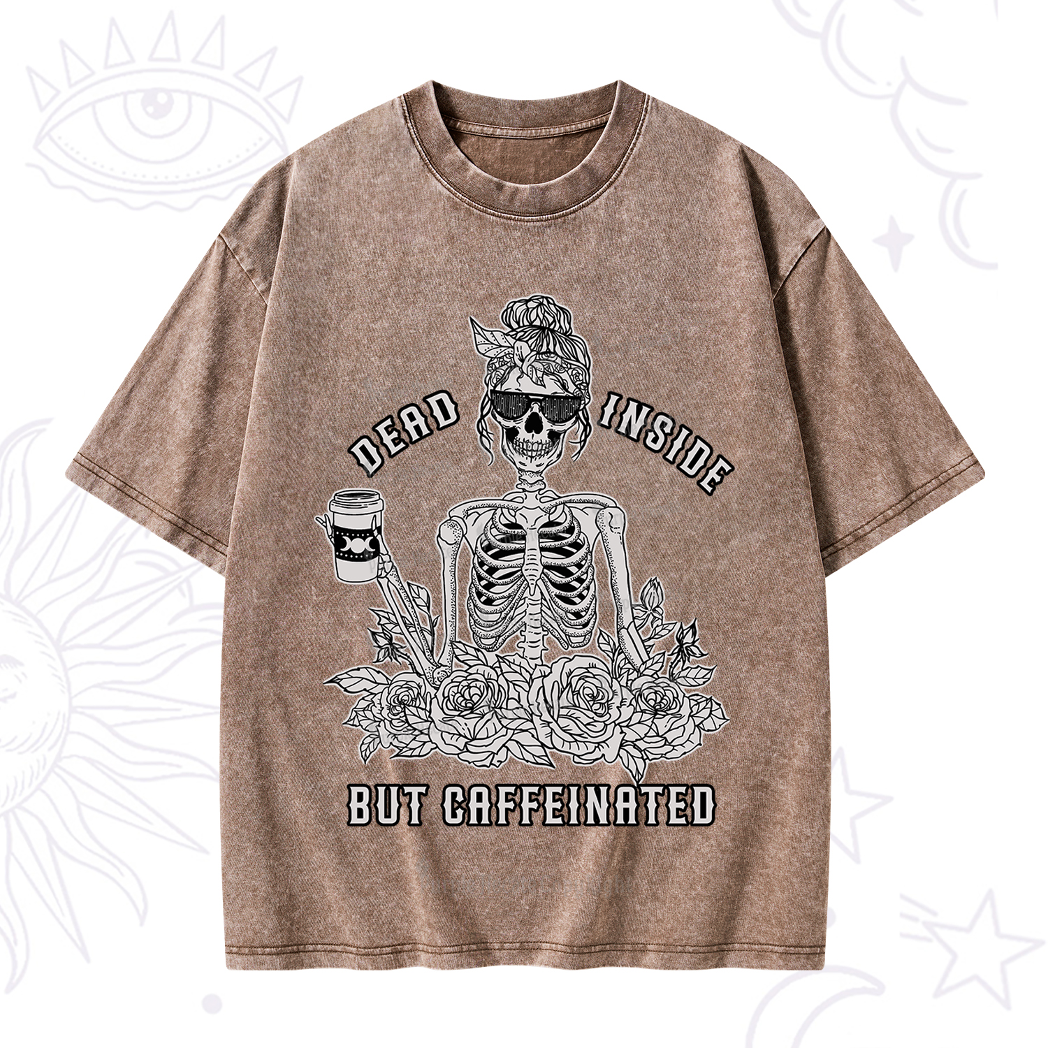 Purplehecate Dead Inside But Caffeinated Washed T-Shirt