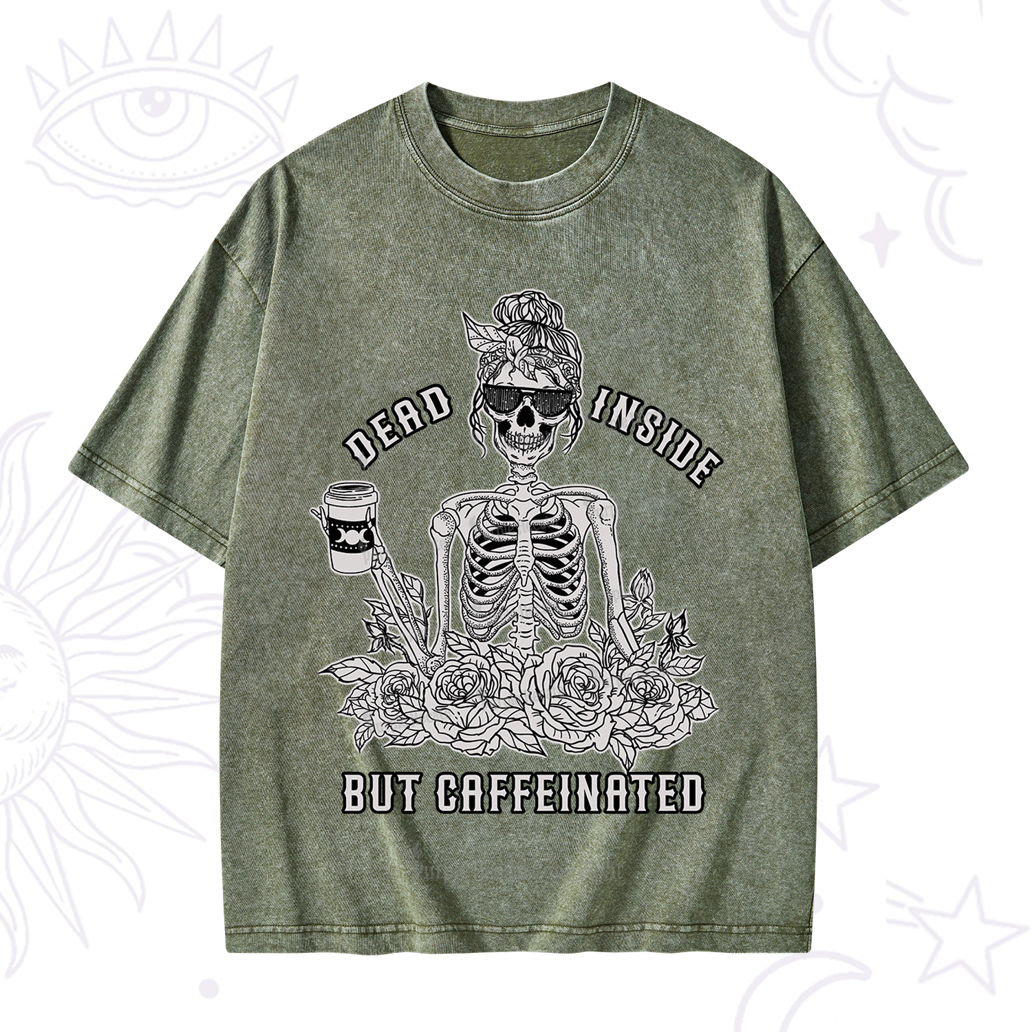 Purplehecate Dead Inside But Caffeinated Washed T-Shirt