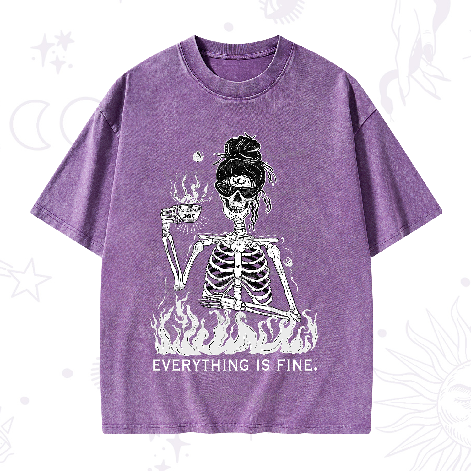 Purplehecate Everything Is Fine Washed T-Shirt