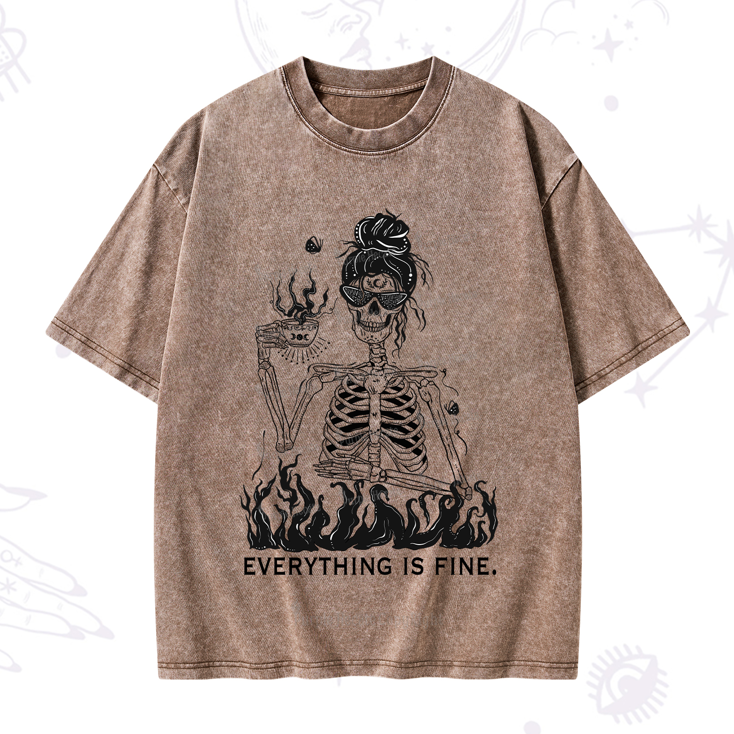 Purplehecate Everything Is Fine Washed T-Shirt
