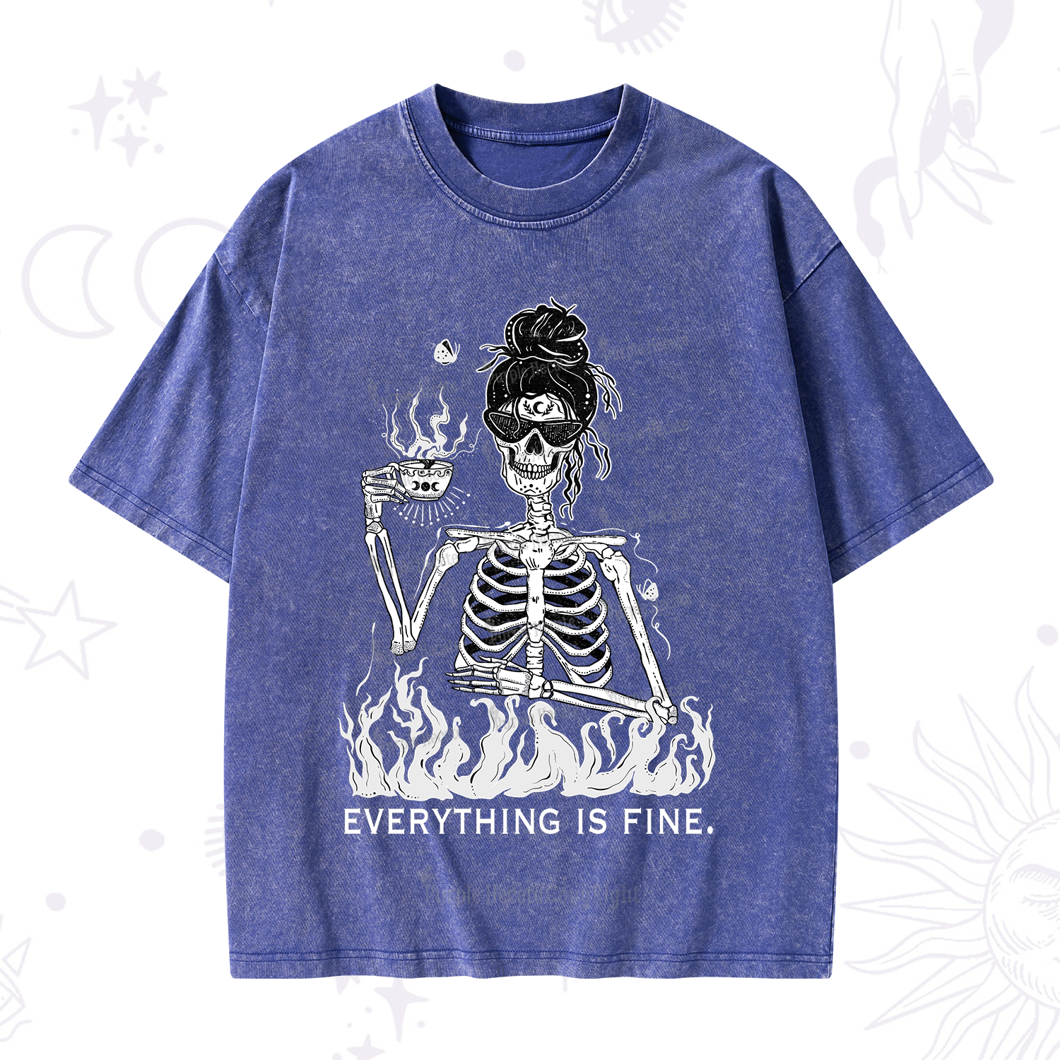 Purplehecate Everything Is Fine Washed T-Shirt