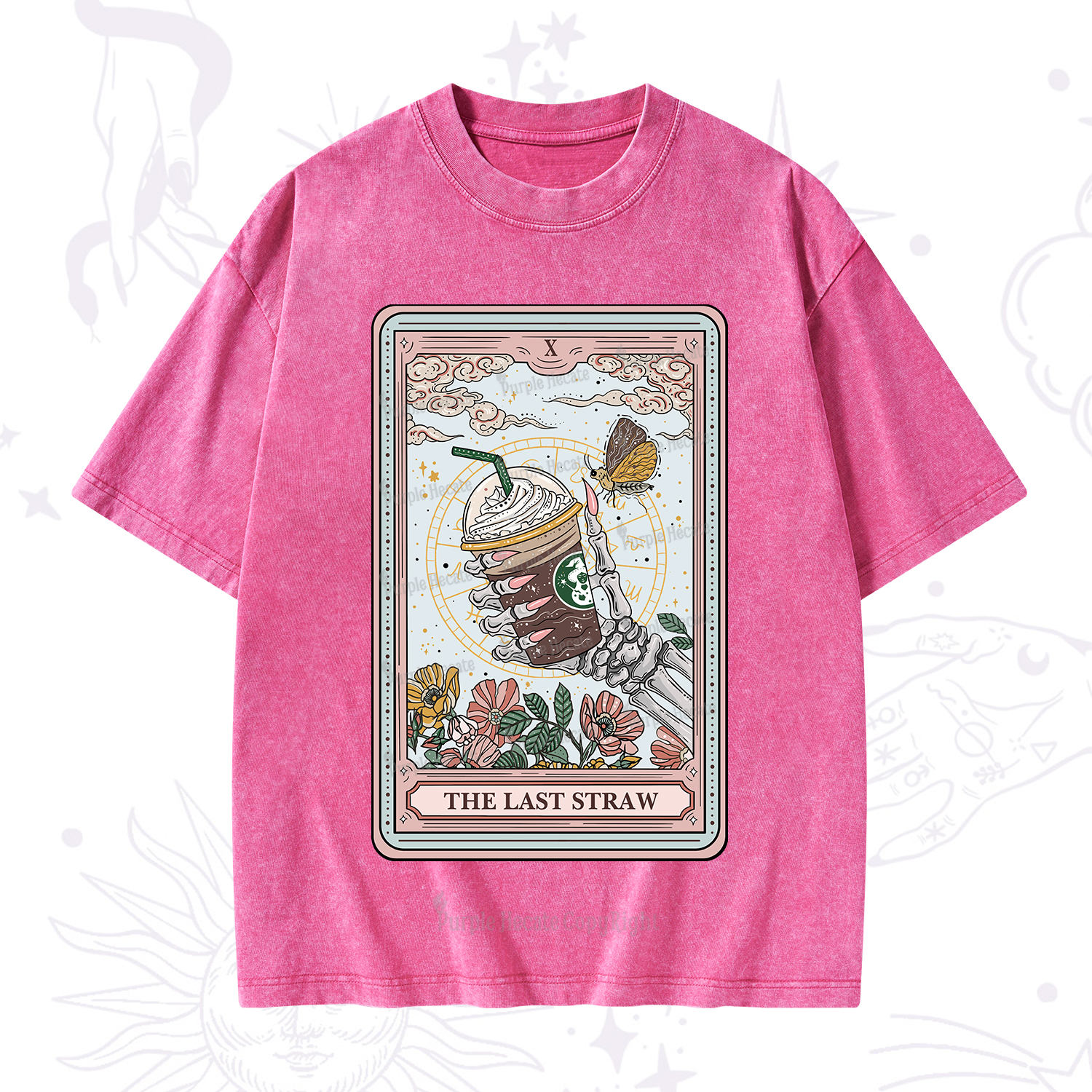 Purplehecate The Last Straw Tarot Washed T-Shirt