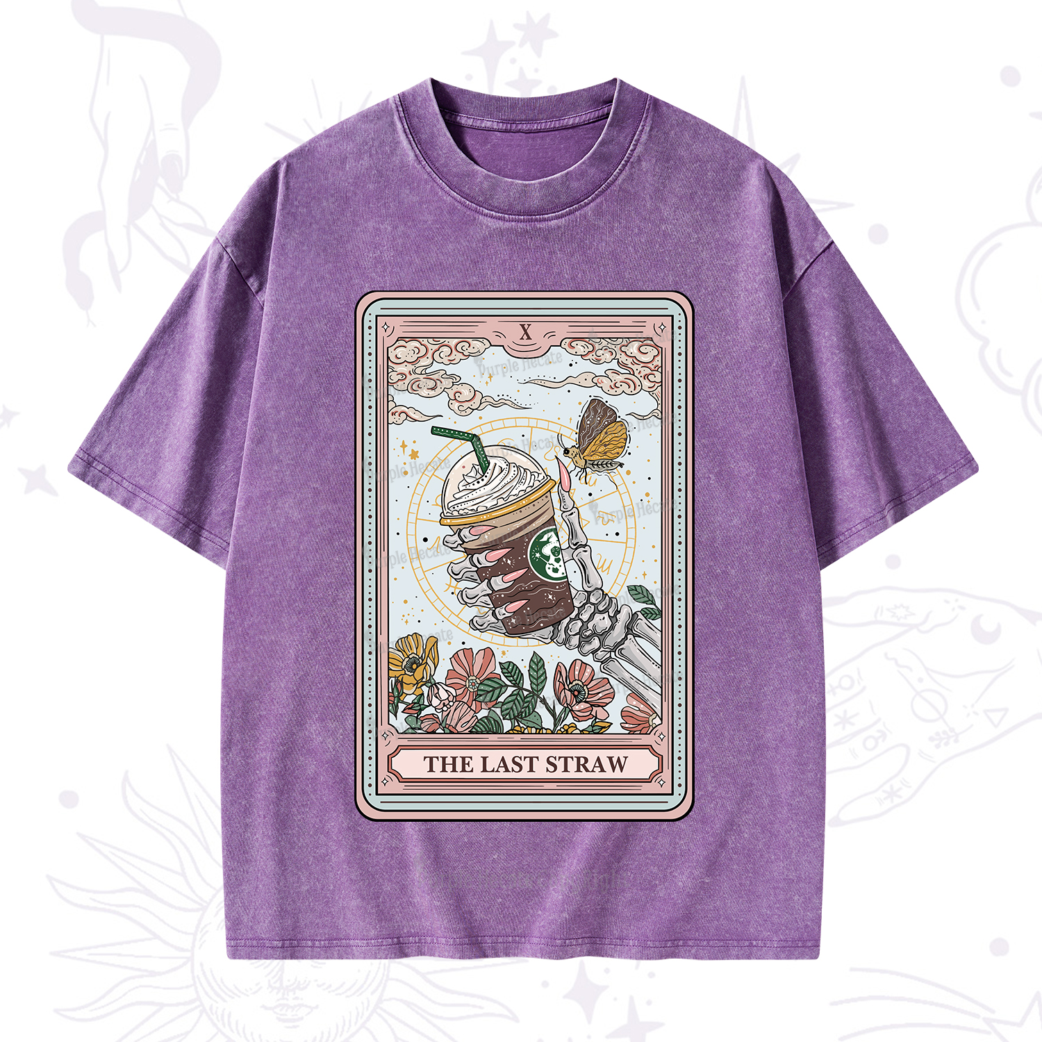 Purplehecate The Last Straw Tarot Washed T-Shirt