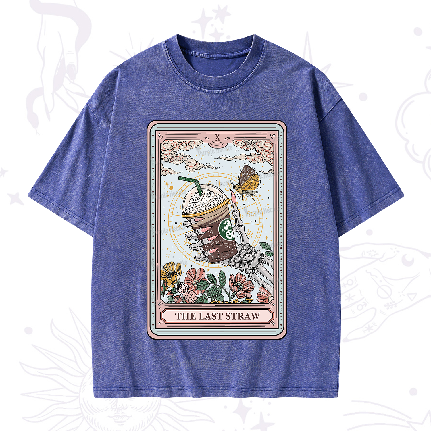 Purplehecate The Last Straw Tarot Washed T-Shirt