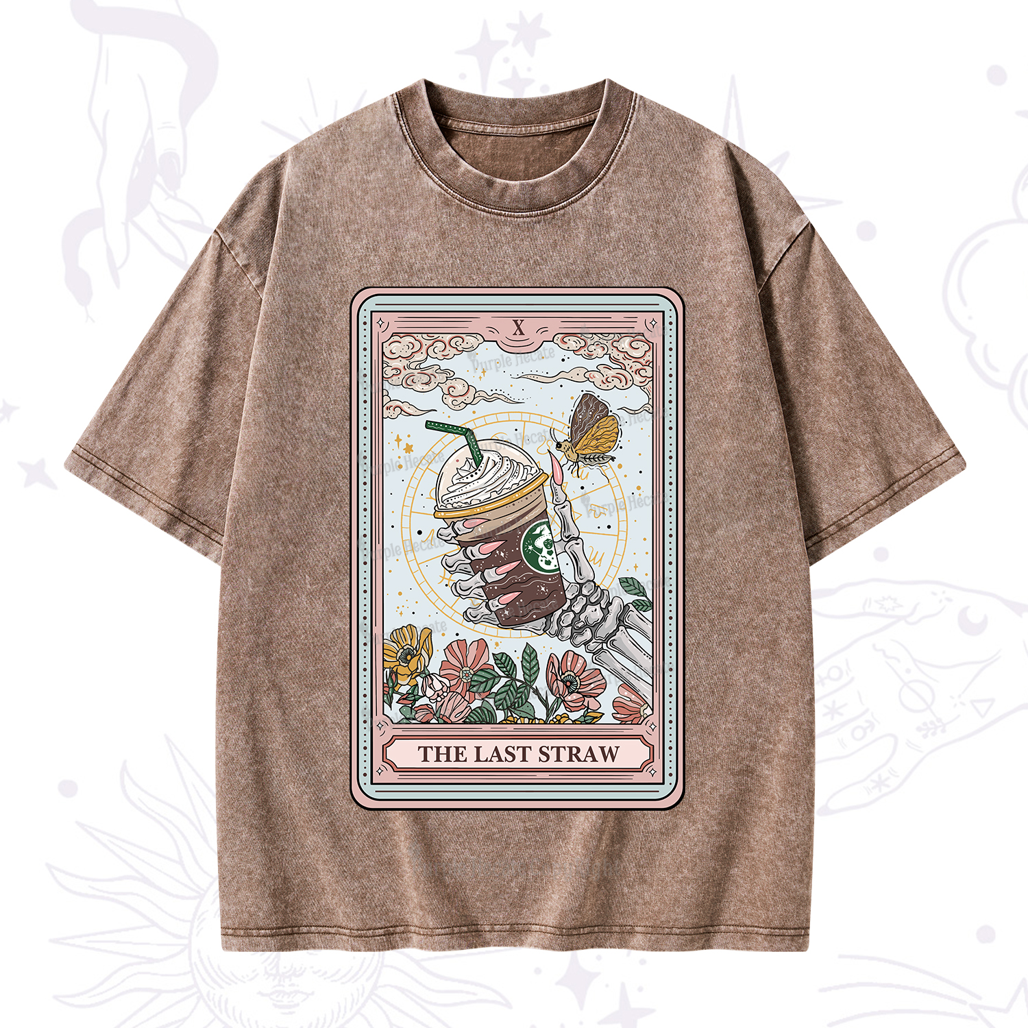 Purplehecate The Last Straw Tarot Washed T-Shirt