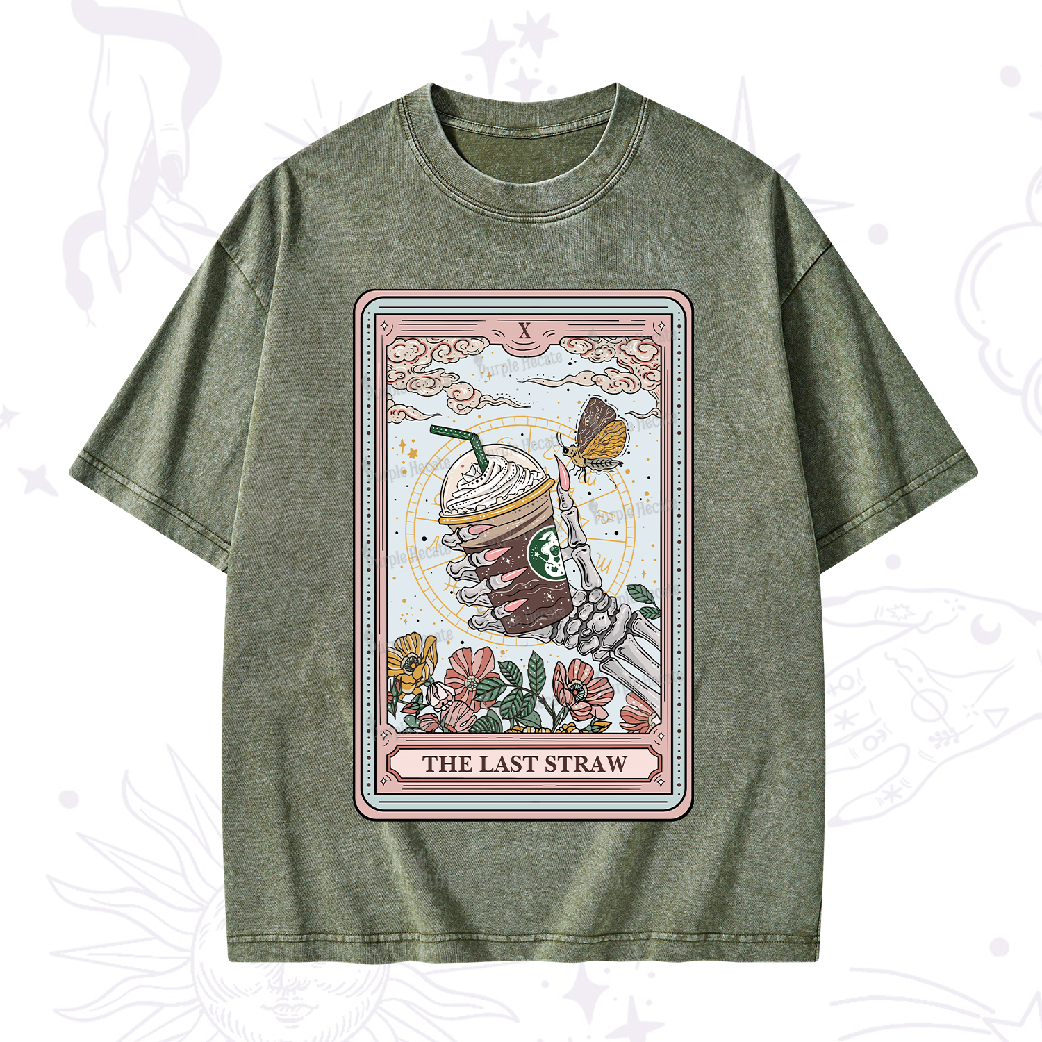 Purplehecate The Last Straw Tarot Washed T-Shirt