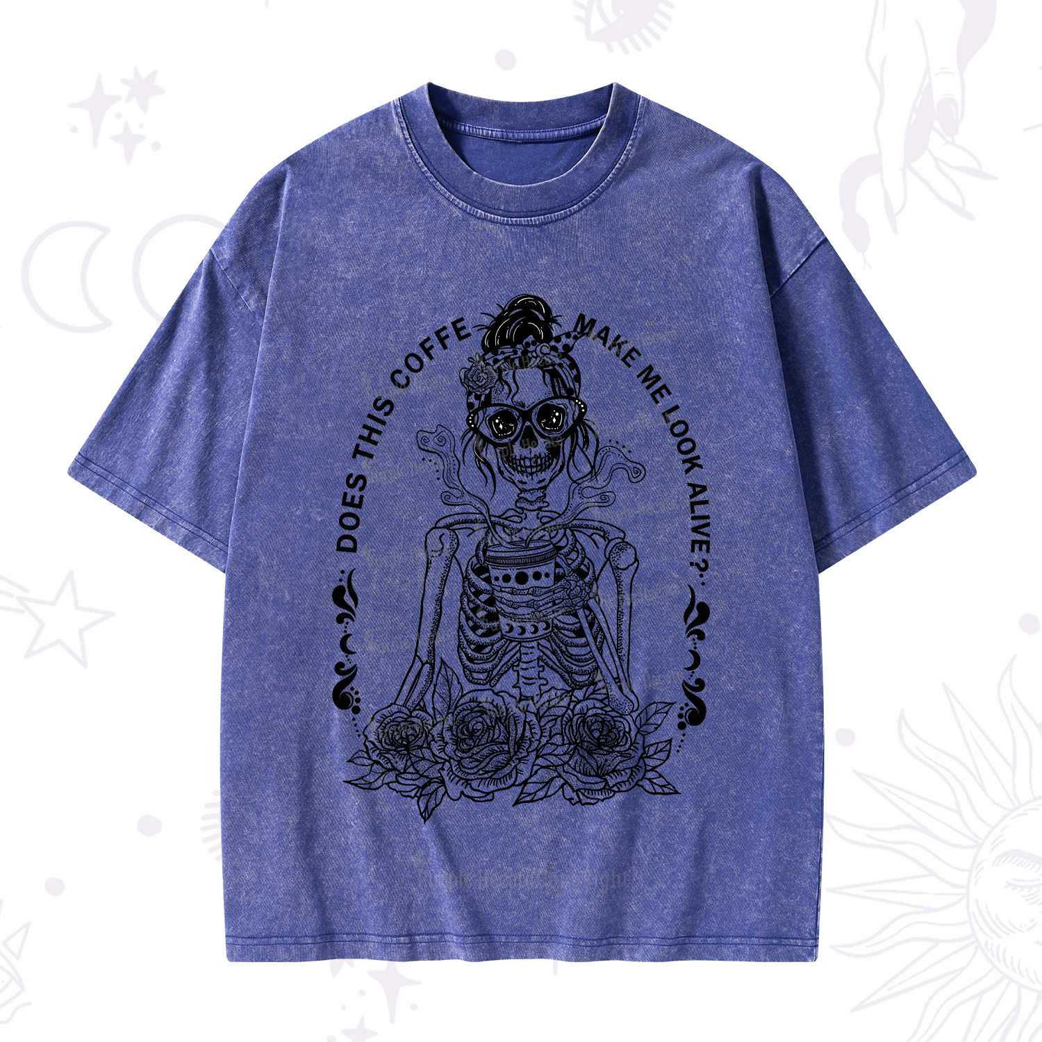 Purplehecate Does This Coffee Make Me Look Alive Washed T-Shirt