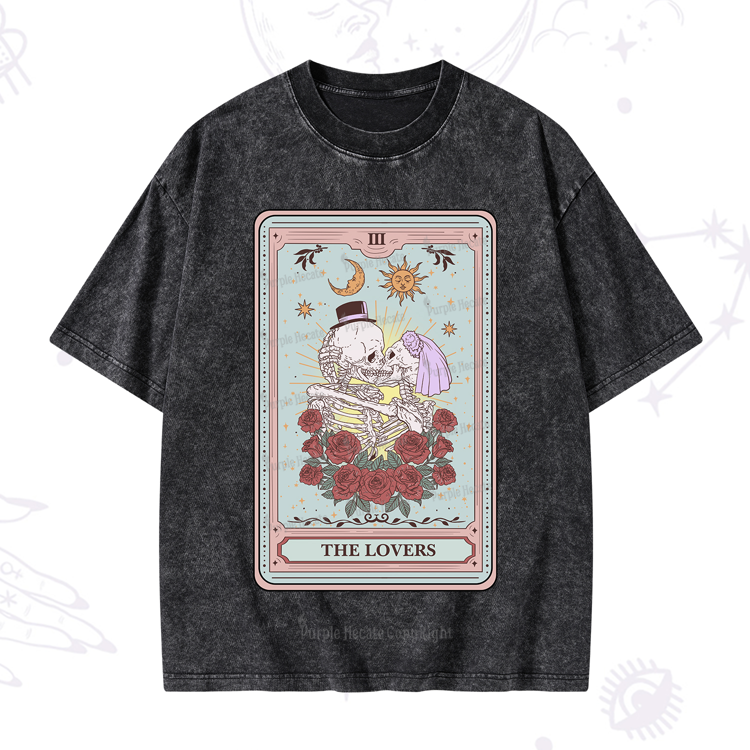 Purplehecate The Lovers Tarot Washed T-Shirt