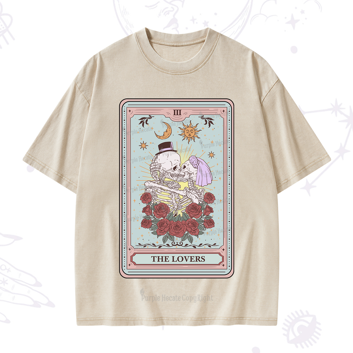 Purplehecate The Lovers Tarot Washed T-Shirt