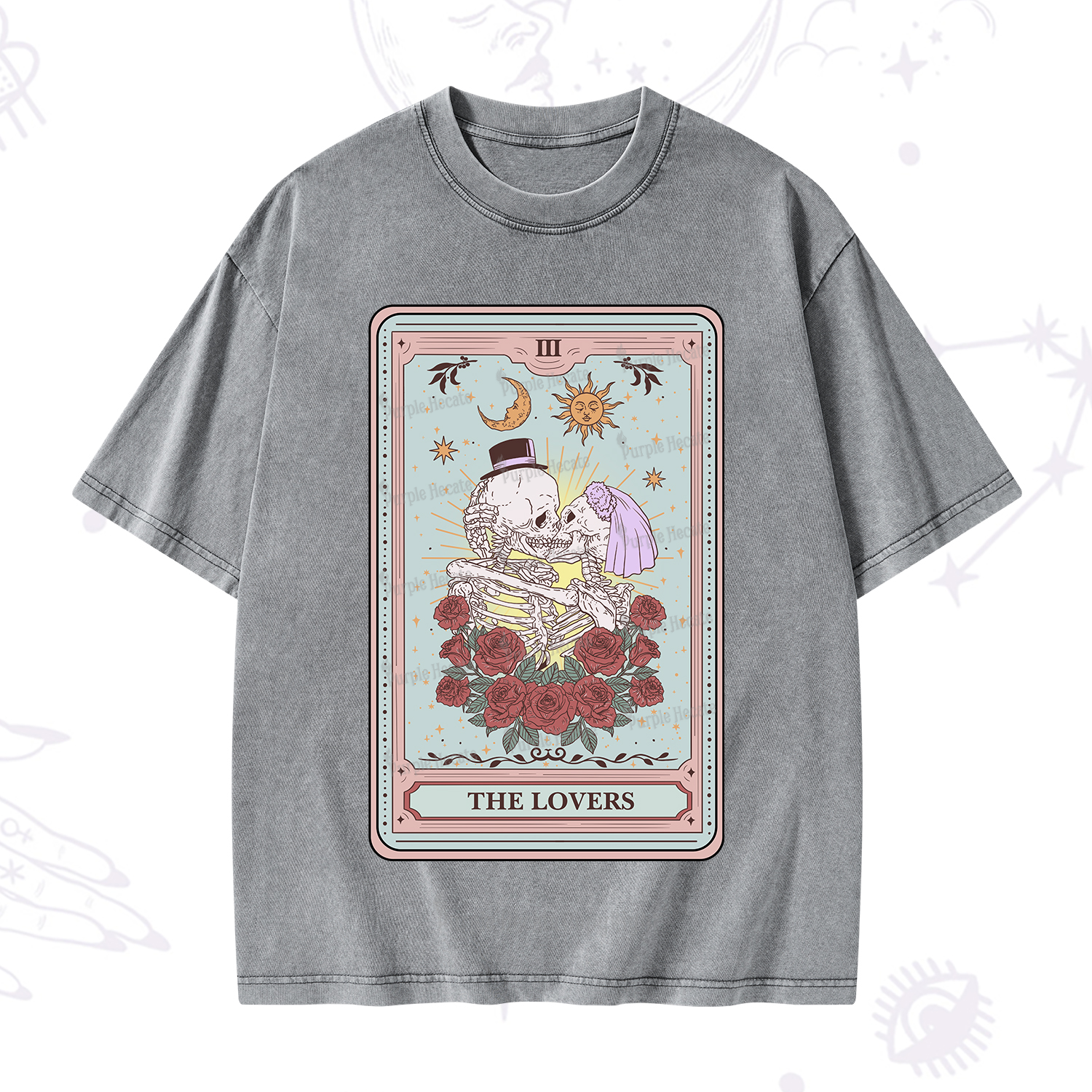 Purplehecate The Lovers Tarot Washed T-Shirt