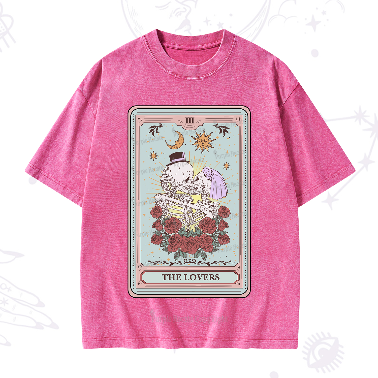 Purplehecate The Lovers Tarot Washed T-Shirt