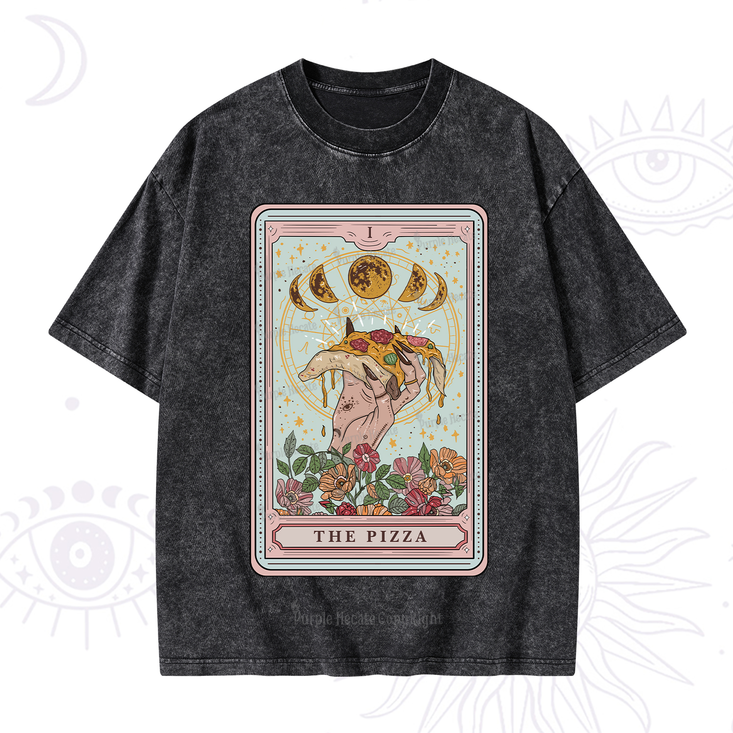 Purplehecate The Pizza Tarot Washed T-Shirt