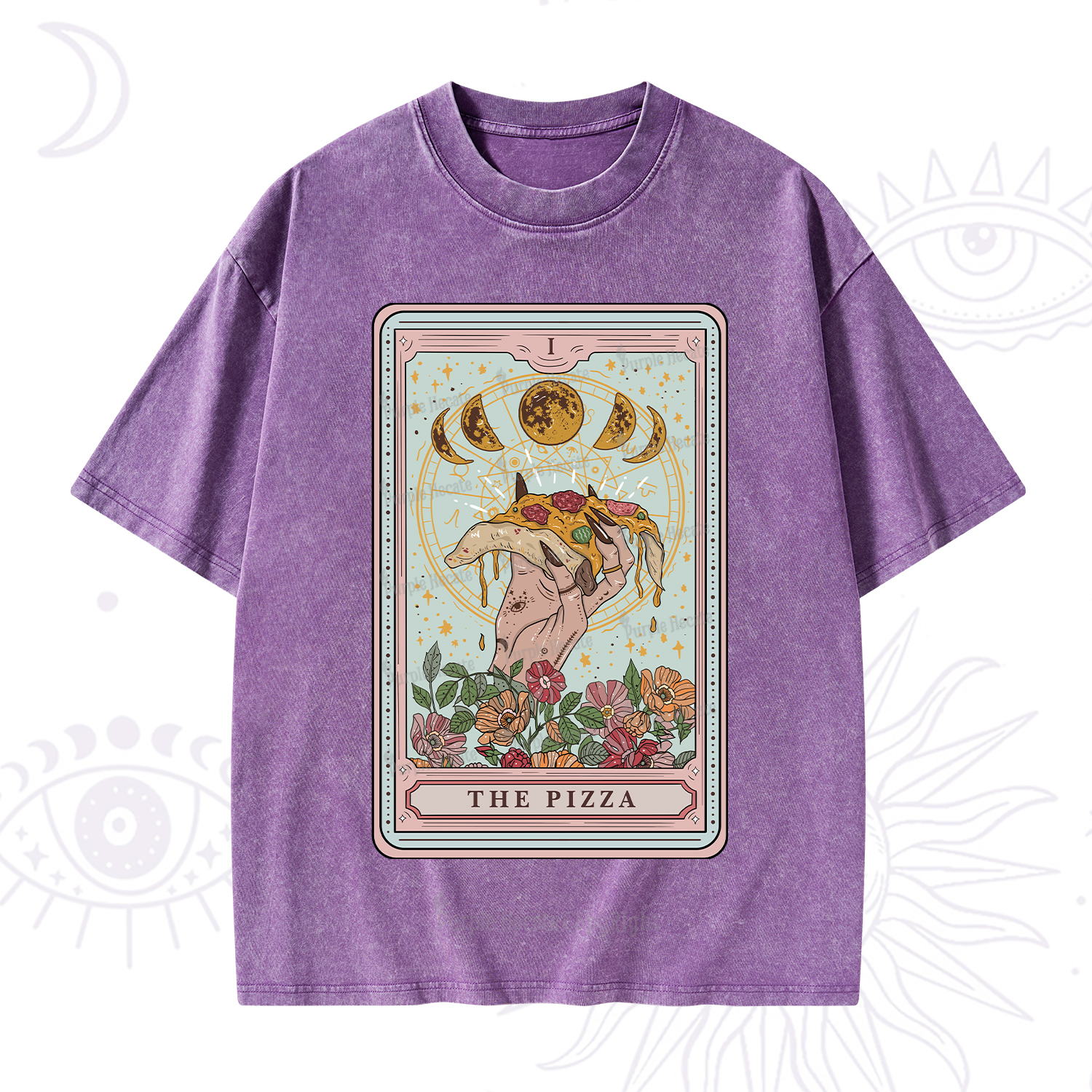 Purplehecate The Pizza Tarot Washed T-Shirt
