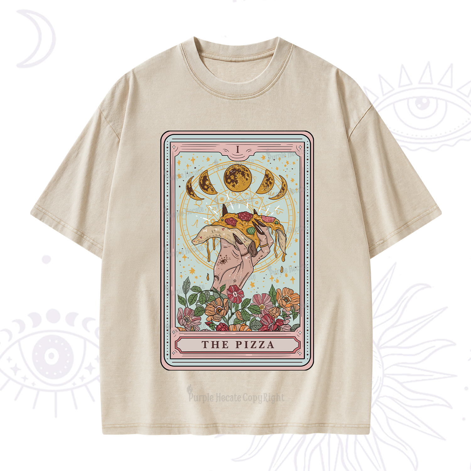Purplehecate The Pizza Tarot Washed T-Shirt