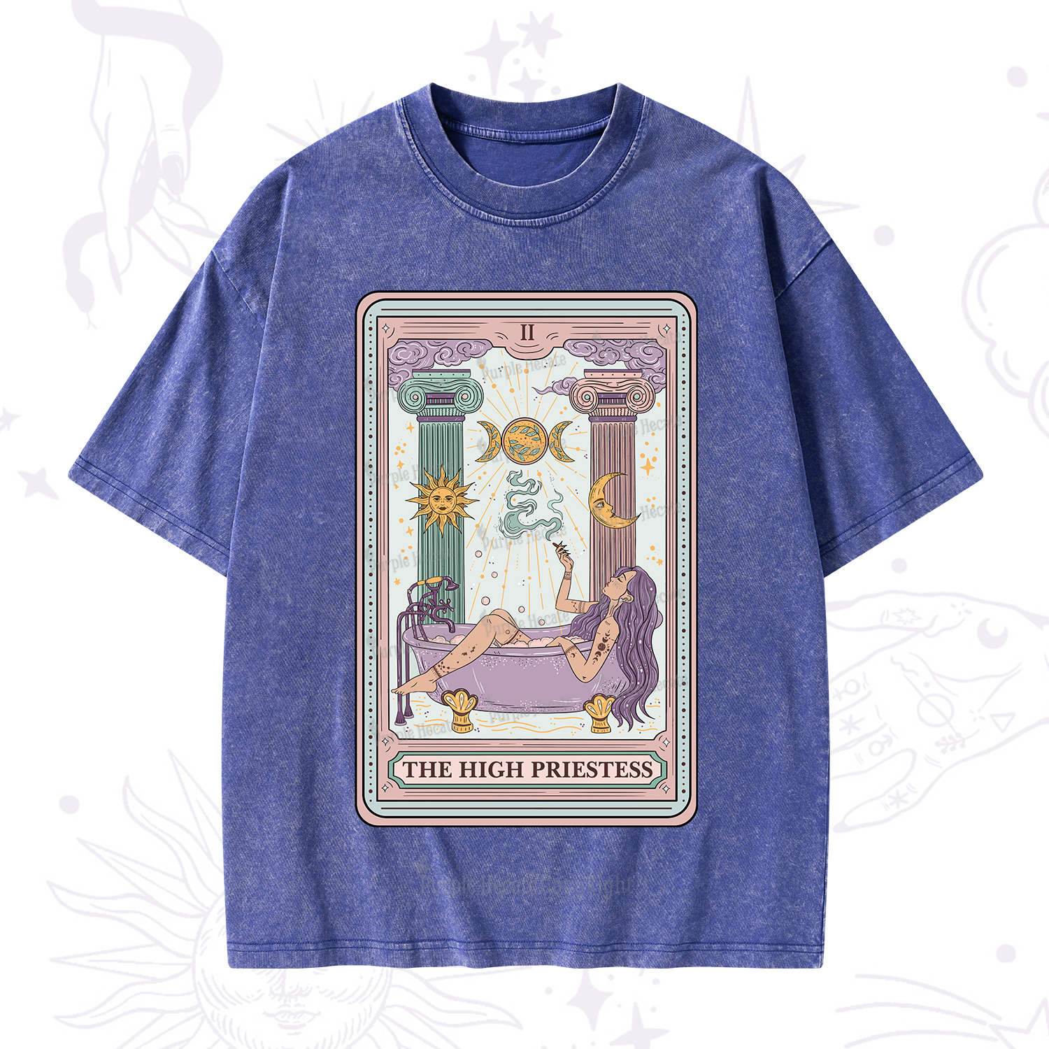 Purplehecate The High Priestess Tarot Washed T-Shirt