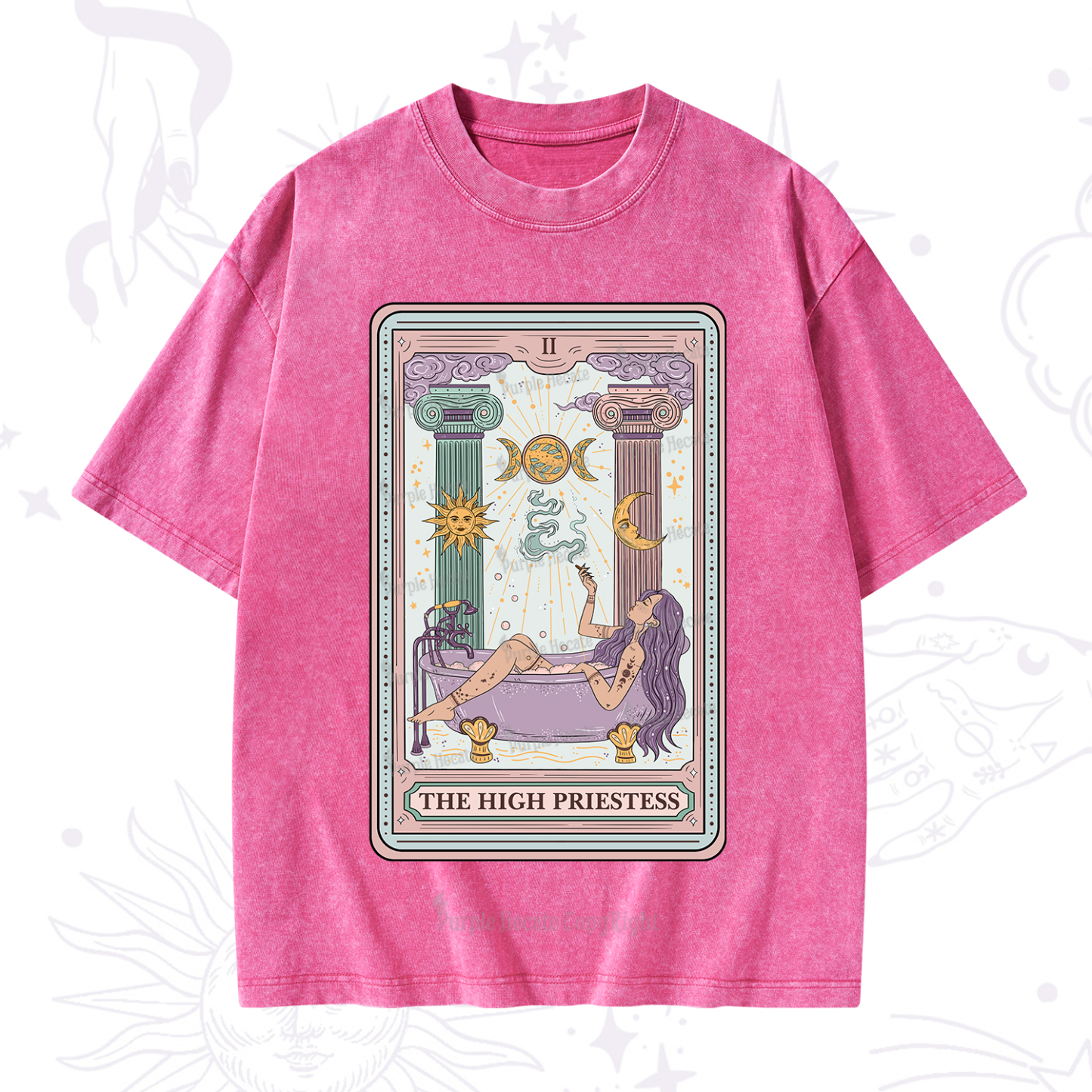 Purplehecate The High Priestess Tarot Washed T-Shirt