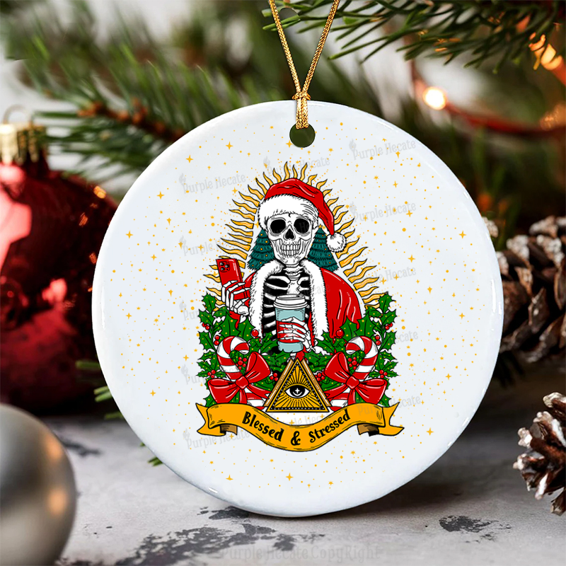 Purplehecate Blessed And Stressed Christmas Ornament