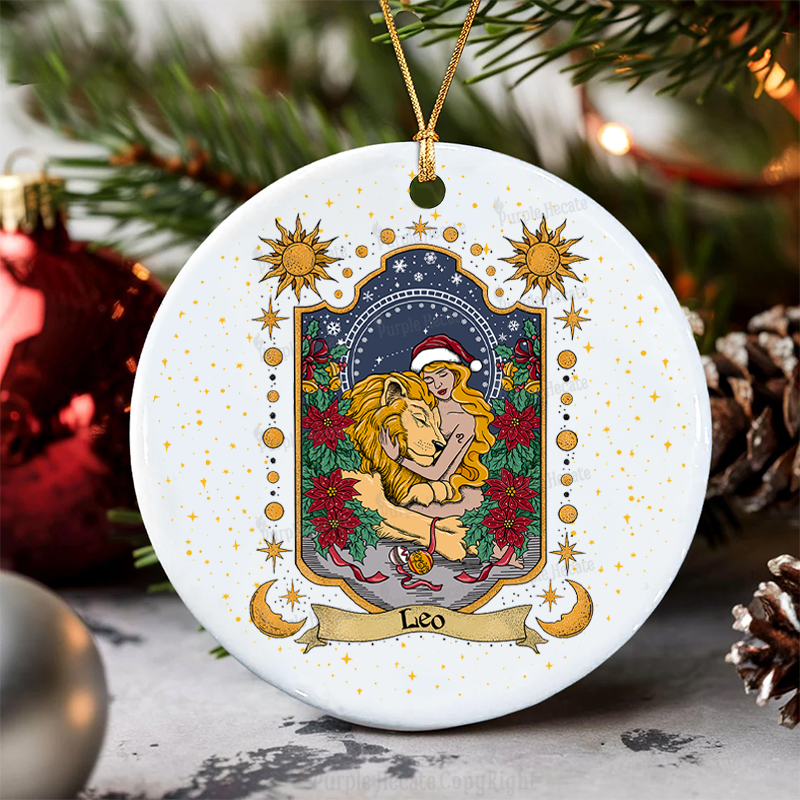 Purplehecate Leo Zodiac Christmas Ornament