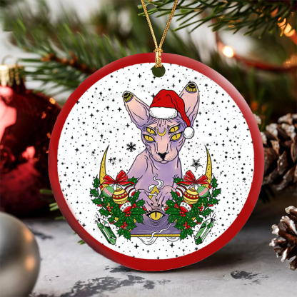Purplehecate Moon Phase Cat Christmas Ornament