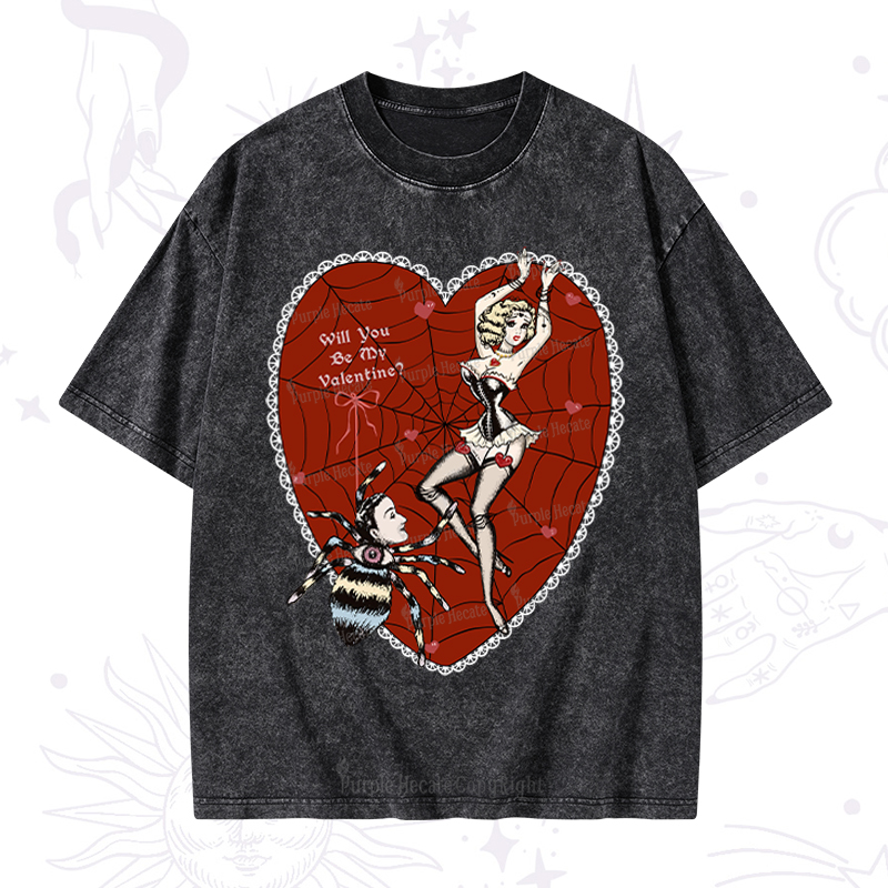 Magic Purplehecate Will You Be My Valentine Washed T-Shirt