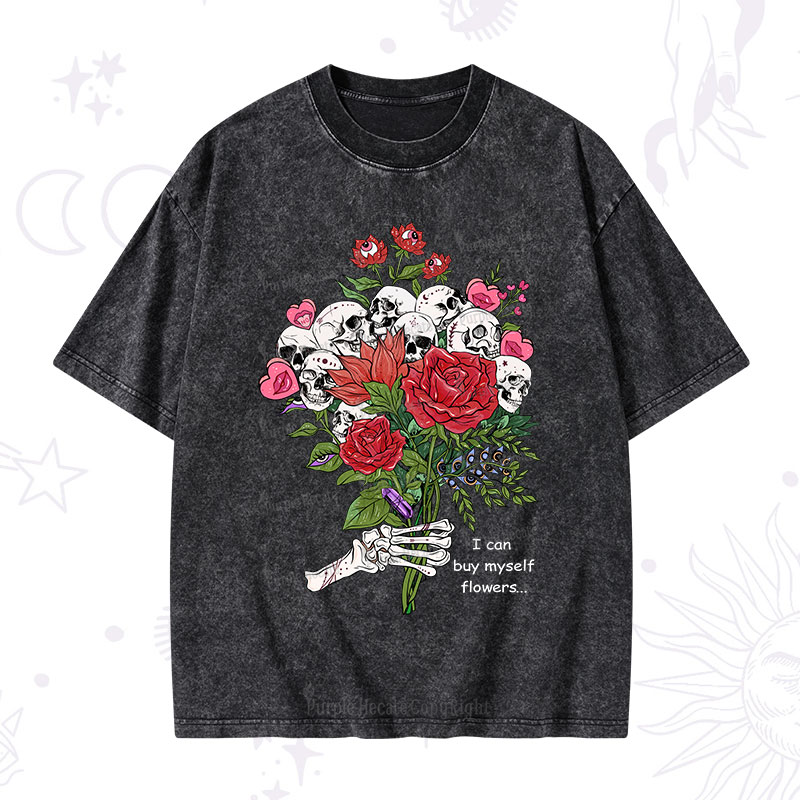 Purplehecate I Can Buy Myself Flowers Washed T-Shirt