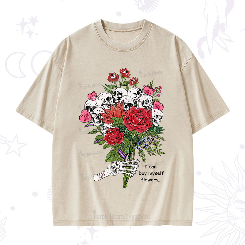 Purplehecate I Can Buy Myself Flowers Washed T-Shirt