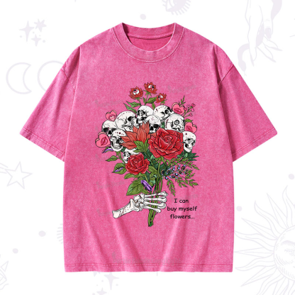 Purplehecate I Can Buy Myself Flowers Washed T-Shirt