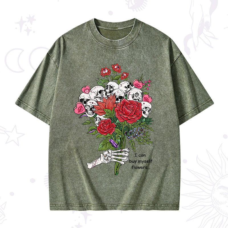 Purplehecate I Can Buy Myself Flowers Washed T-Shirt