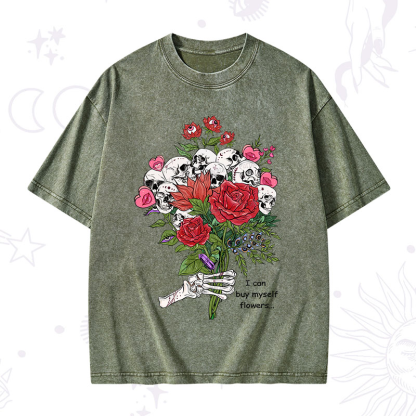 Purplehecate I Can Buy Myself Flowers Washed T-Shirt
