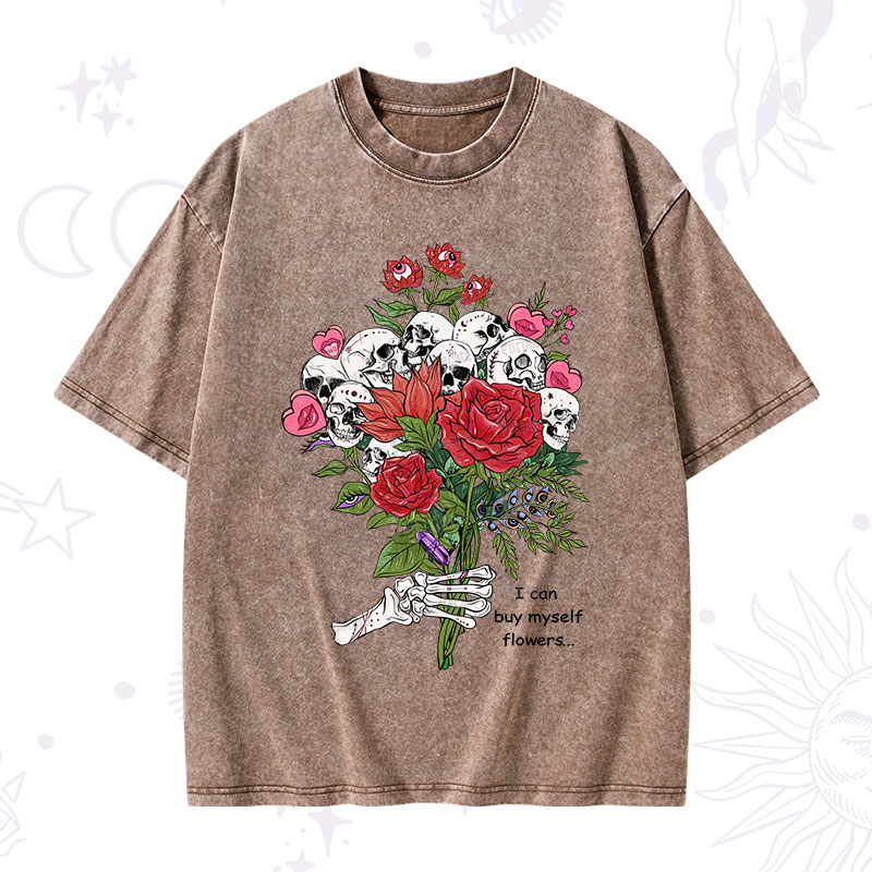 Purplehecate I Can Buy Myself Flowers Washed T-Shirt