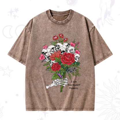 Purplehecate I Can Buy Myself Flowers Washed T-Shirt