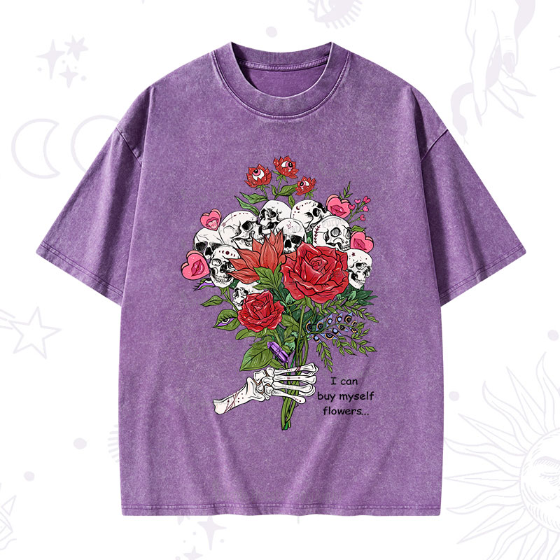 Purplehecate I Can Buy Myself Flowers Washed T-Shirt