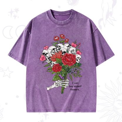 Purplehecate I Can Buy Myself Flowers Washed T-Shirt