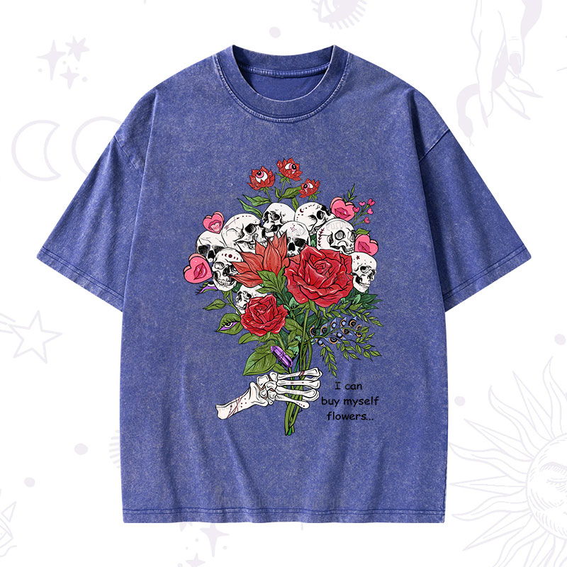 Purplehecate I Can Buy Myself Flowers Washed T-Shirt