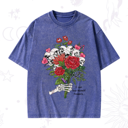 Purplehecate I Can Buy Myself Flowers Washed T-Shirt