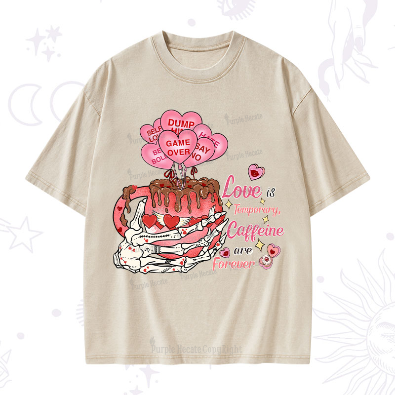 Purplehecate Caffeine Over Love Valentine Washed T-Shirt