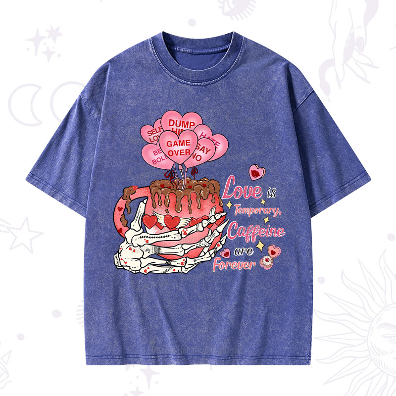Purplehecate Caffeine Over Love Valentine Washed T-Shirt