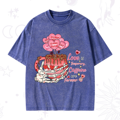 Purplehecate Caffeine Over Love Valentine Washed T-Shirt