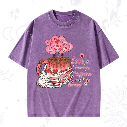 Purplehecate Caffeine Over Love Valentine Washed T-Shirt