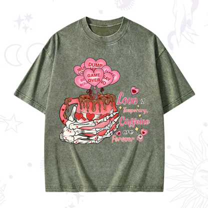 Purplehecate Caffeine Over Love Valentine Washed T-Shirt