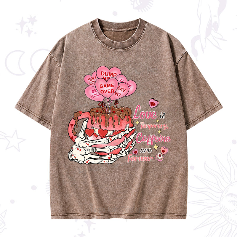 Purplehecate Caffeine Over Love Valentine Washed T-Shirt