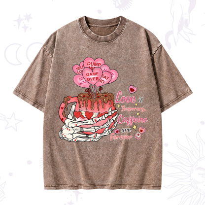 Purplehecate Caffeine Over Love Valentine Washed T-Shirt