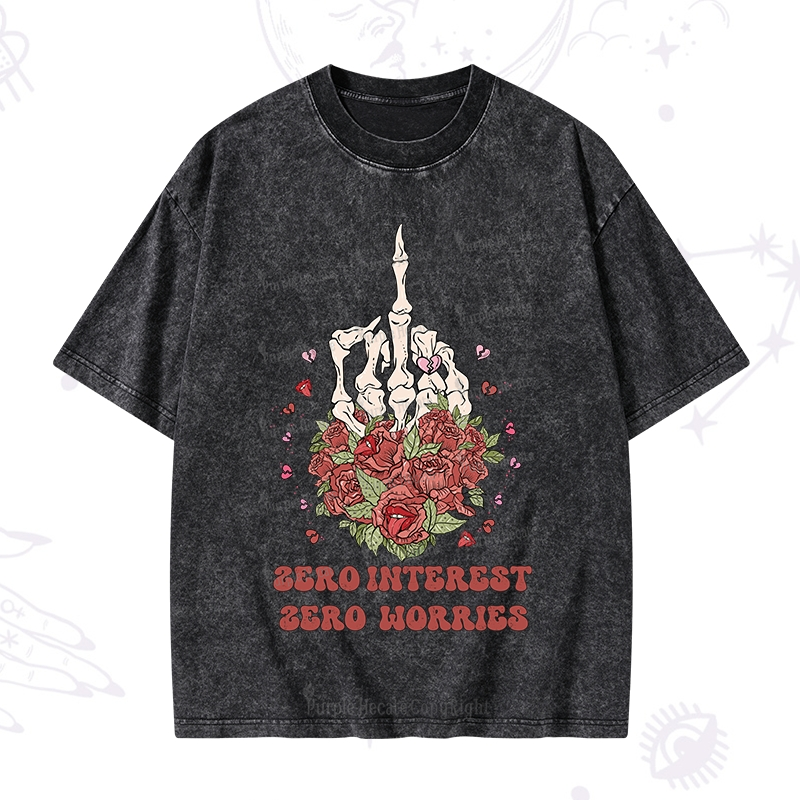 Purplehecate Zero Interest Zero Worries Washed T-Shirt